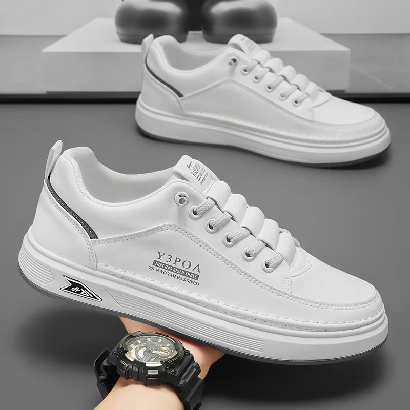 UrbanFlex™ White & Black Leather Platform Sneakers – Casual Comfort Street Style