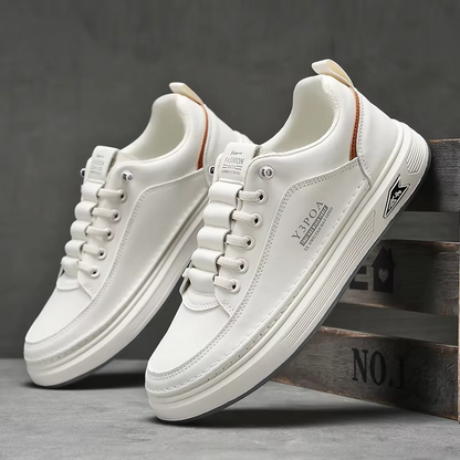 UrbanFlex™ White & Black Leather Platform Sneakers – Casual Comfort Street Style