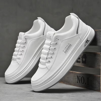 UrbanFlex™ White & Black Leather Platform Sneakers – Casual Comfort Street Style