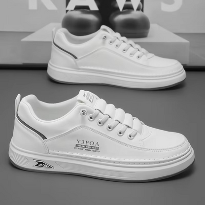 UrbanFlex™ White & Black Leather Platform Sneakers – Casual Comfort Street Style