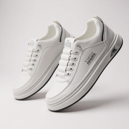 UrbanFlex™ White & Black Leather Platform Sneakers – Casual Comfort Street Style